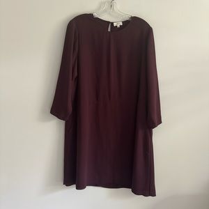 Wilfred Aritzia Myosotis Maroon Burgundy Long Sleeve Dress Large L